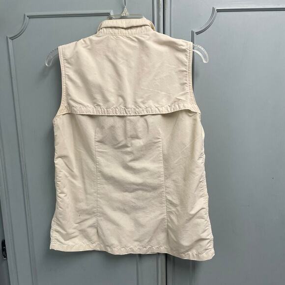 LL Bean Womens Size Medium Yellow Sleeveless Button Down Nylon Top Shirt Gorp - Picture 2 of 5